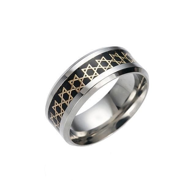 Ancient Greece Six Pointed Star Stainless Steel Ring