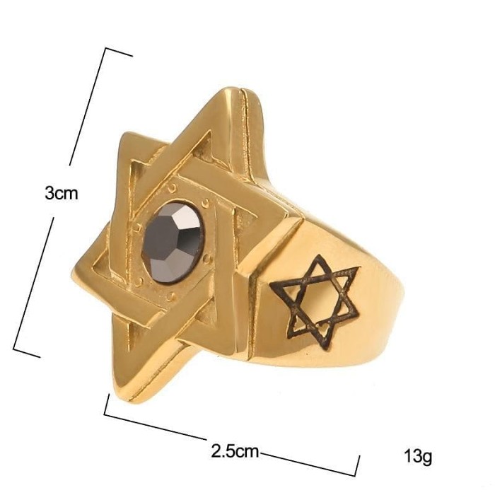 Freemasonic Star of David Stainless Steel Ring