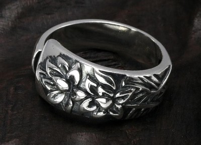 Ancient Egypt Lotus Flower Sterling Silver Ring