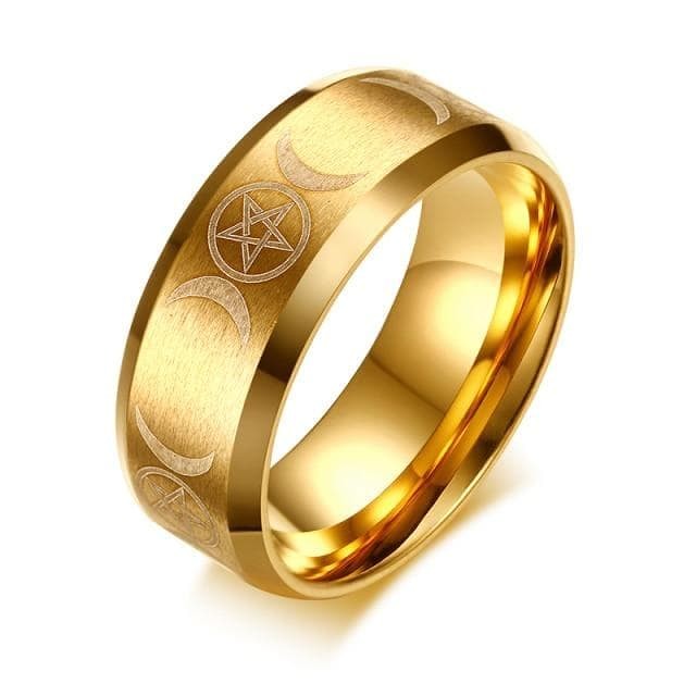 Wiccan Triple Goddess Stainless Steel Ring