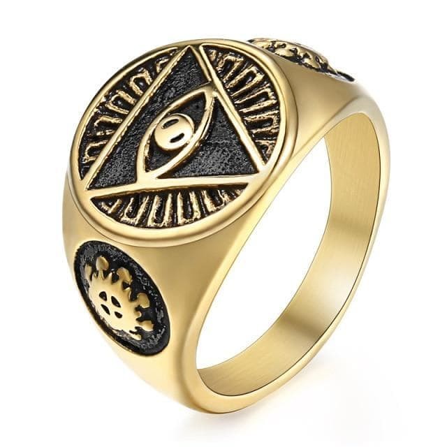 Ancient Egypt Eye Holy Trinity Stainless Steel Ring