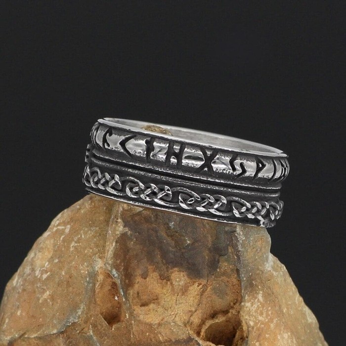 Viking Runic Nordic Vegvisir Stainless Steel Ring