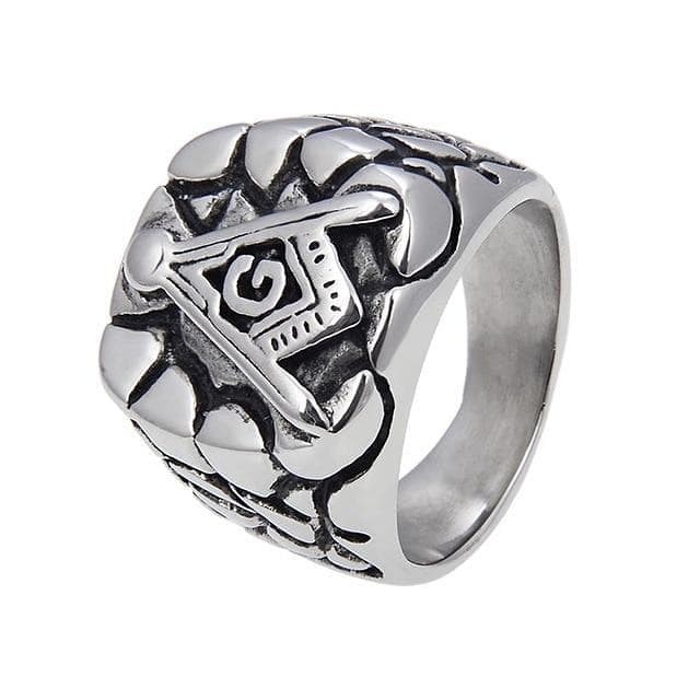 Templar Square and Compass Solid Stainless Steel Ring