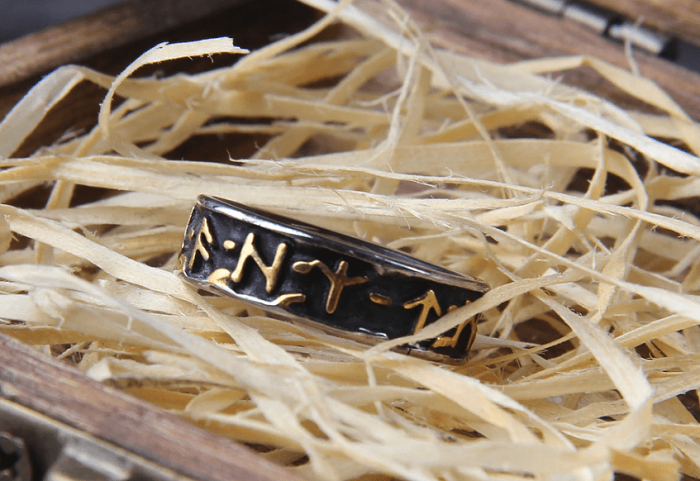 Viking Runes Alphabet Stainless Steel Ring