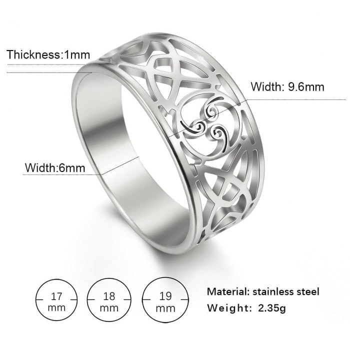 Celtic Triple Spiral Triskele  Stainless Steel Ring