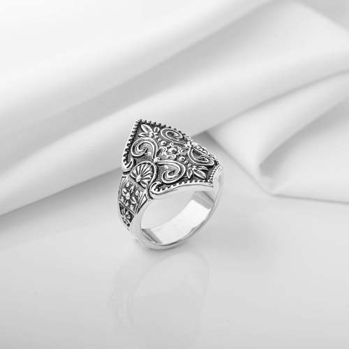 Vikings 925 Silver Fashion Ring With Leaves Patterns, Unique Handcrafted Jewelry