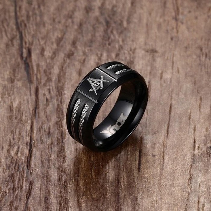 Templar Mason Square & Compasses Stainless Steel Ring