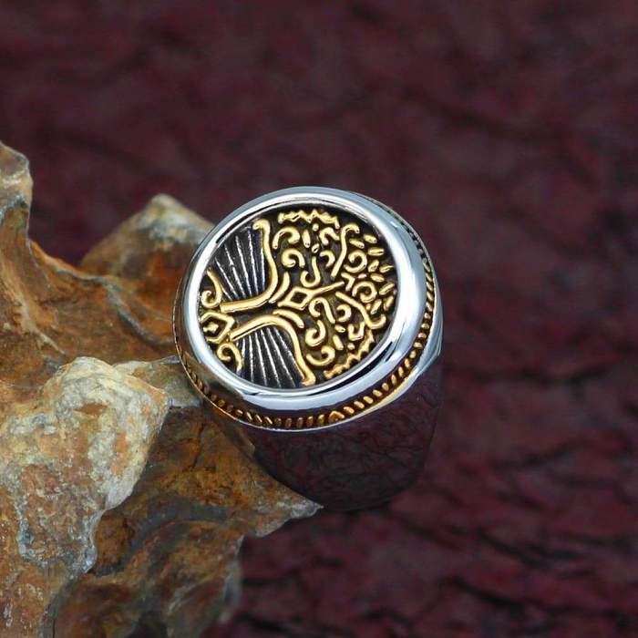 Viking Tree of Life Solid Stainless Steel Ring