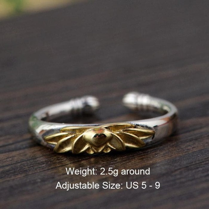 Ancient Egypt Water Lotus Sterling Silver Ring
