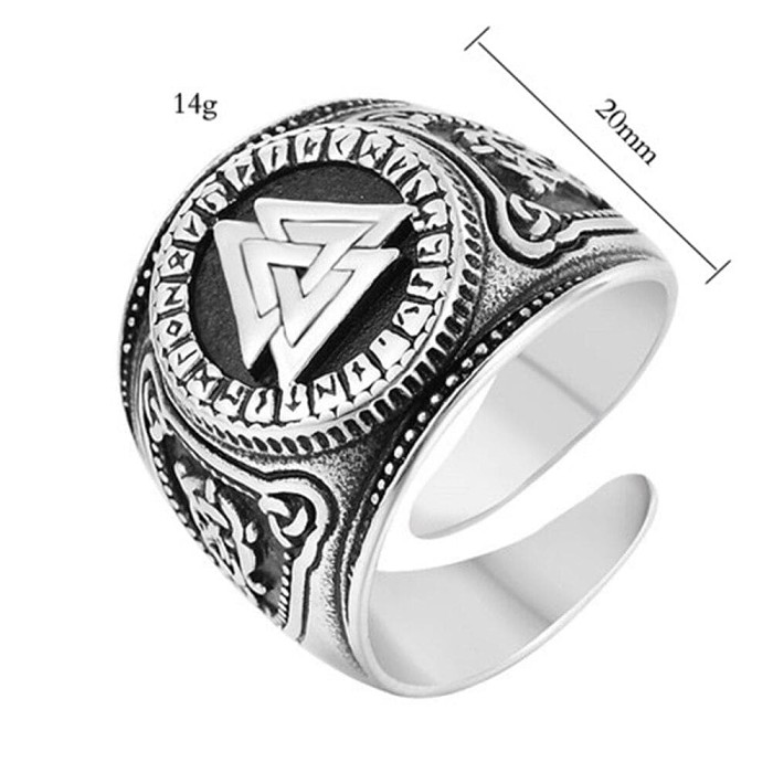 Viking Valknut Runic Triquetra Stainless Steel Ring
