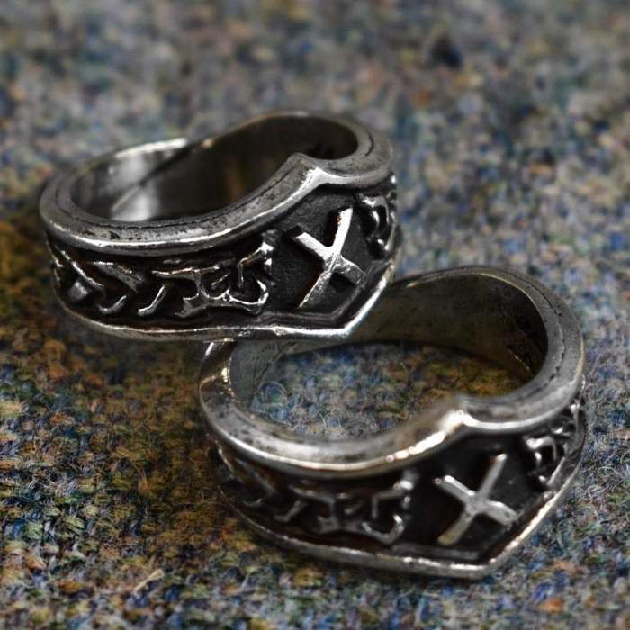 Vikings Runic Alphabet Dragon Knotwork Pewter Ring