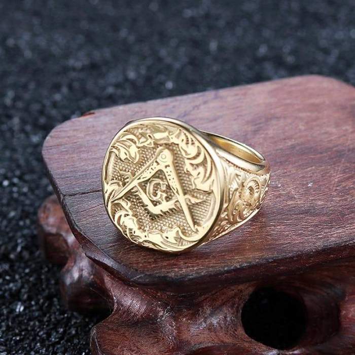 Templar Freemason Masonic Signet Stainless Steel Ring