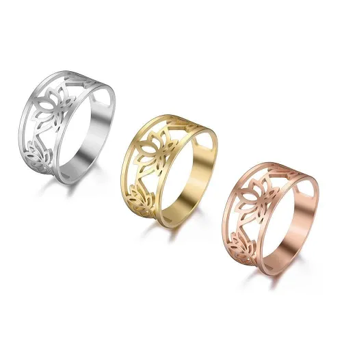 Ancient Egyptian Flower of Lotus Stainless Steel Ring