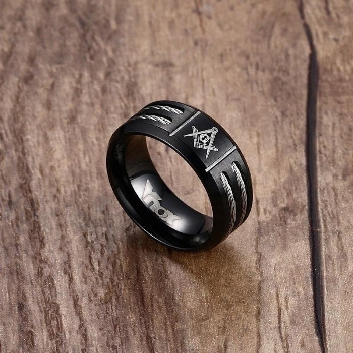 Templar Mason Square & Compasses Stainless Steel Ring