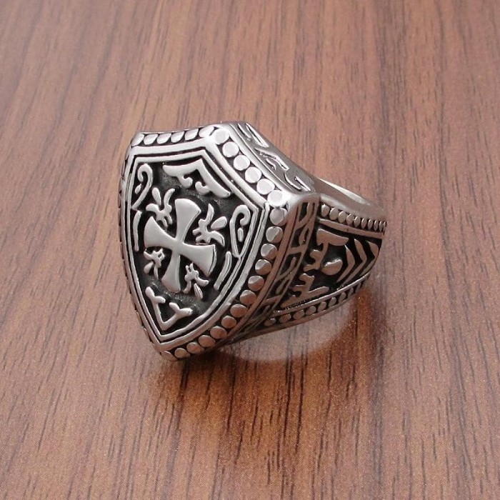 Templar Pattée Cross Solid Stainless Steel Ring