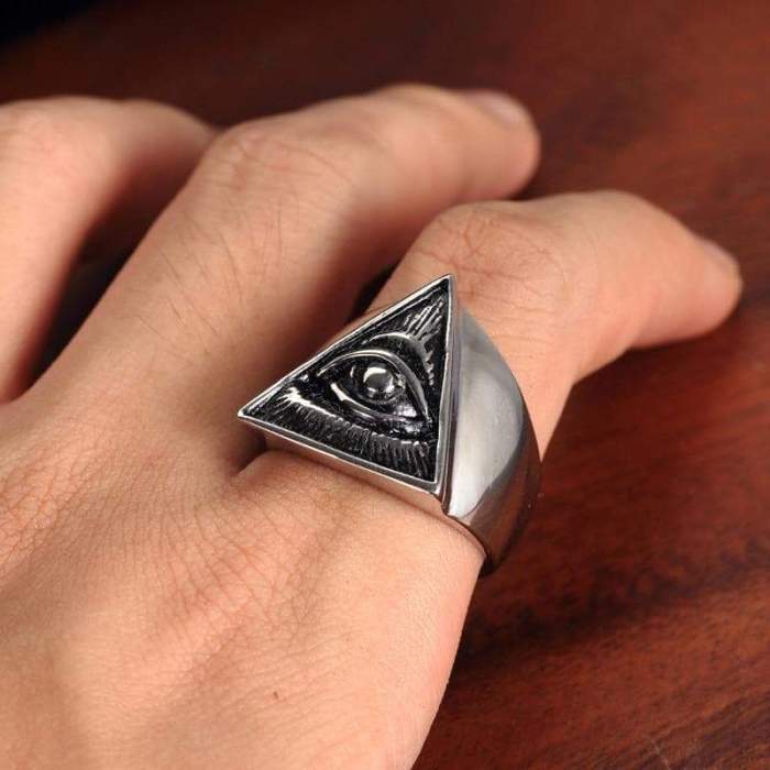 Ancient Egypt Eye of Providence Stainless Steel Ring