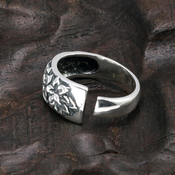 Ancient Egypt Lotus Flower Sterling Silver Ring