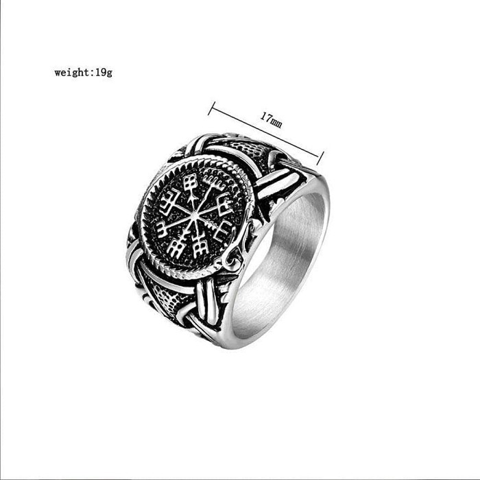 Vikings Dragon Vegvisir Stainless Steel Ring