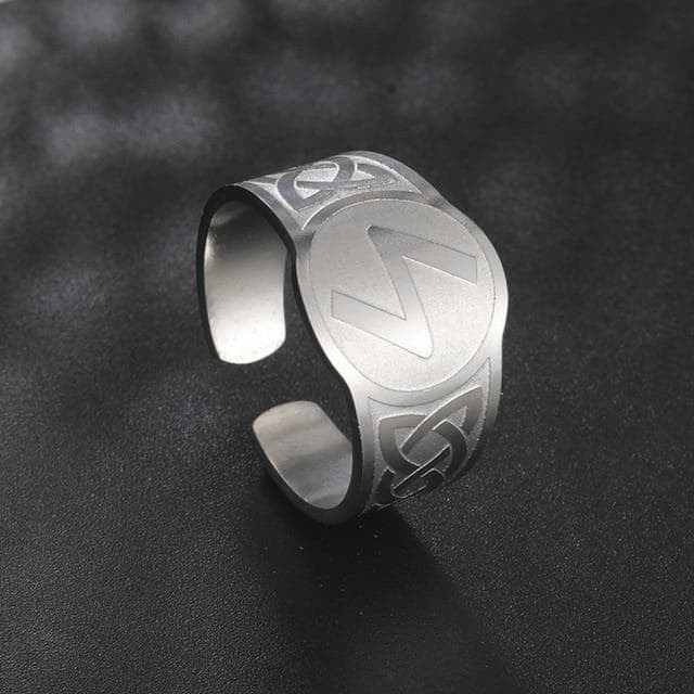 Viking Nordic Runes Stainless Steel Adjustable Ring