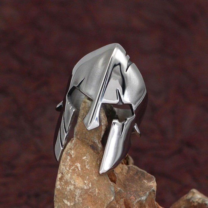Ancient Greece Spartan Helmet Stainless Steel Ring