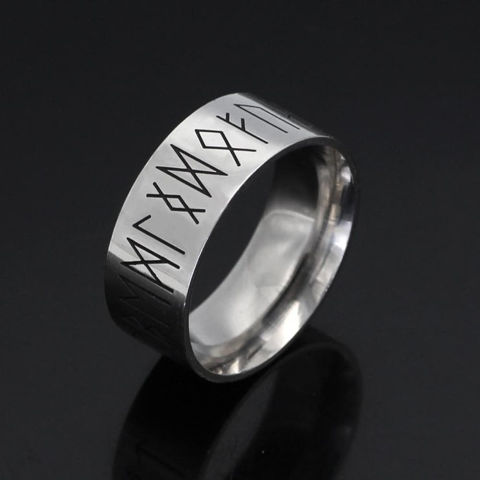 Viking Runes Alphabet 316L Grade Stainless Steel Ring