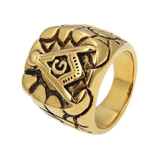 Templar Square and Compass Solid Stainless Steel Ring