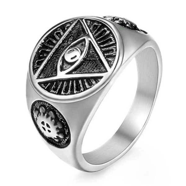 Ancient Egypt Eye Holy Trinity Stainless Steel Ring