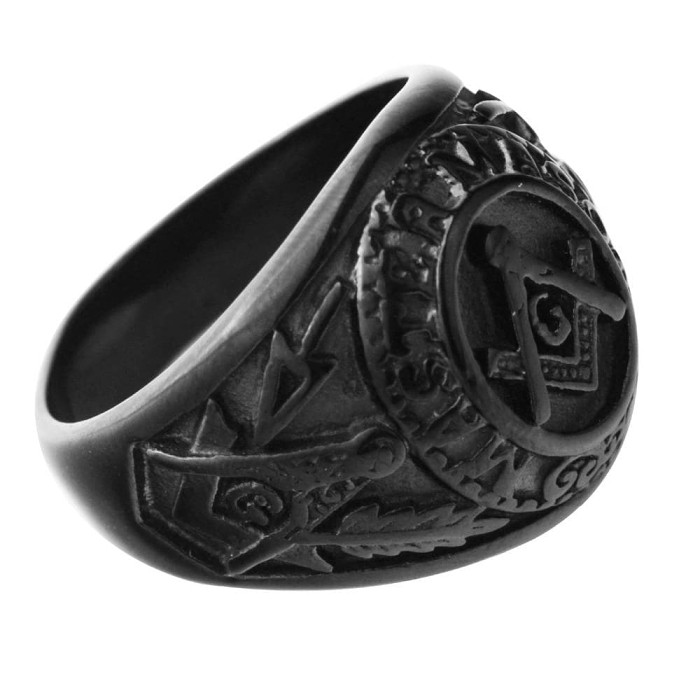 Templar Square and Compass Stainless Steel Ring
