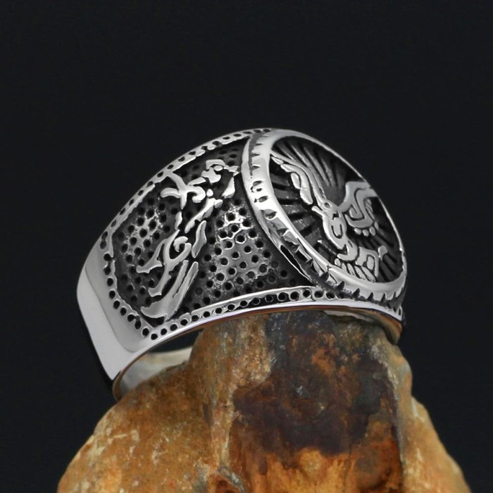 Viking Nordic Raven Fenrir Stainless Steel Ring