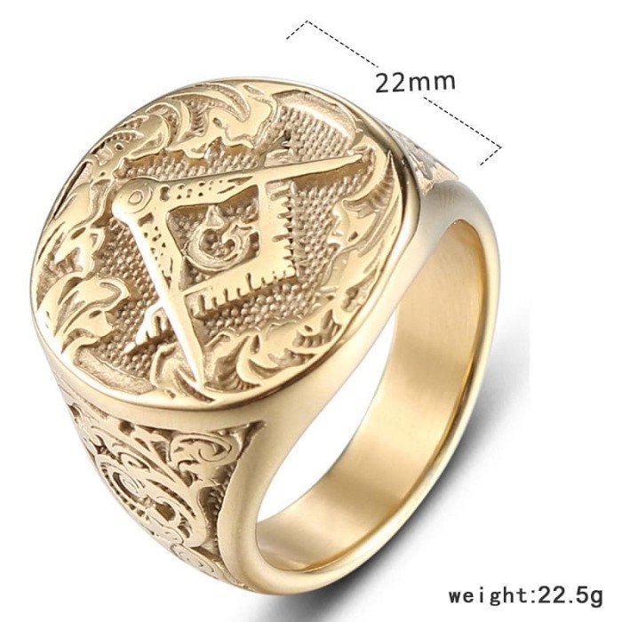 Templar Freemason Masonic Signet Stainless Steel Ring