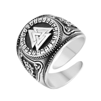 Viking Valknut Runic Triquetra Stainless Steel Ring