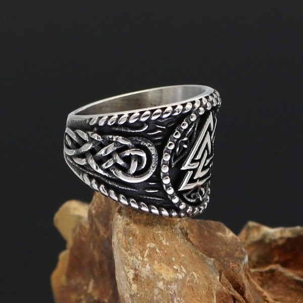 Viking Nordic Valknut Solid Stainless Steel Ring