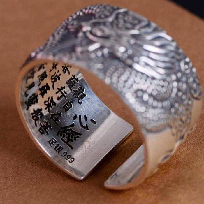 Feudal Japan Dragon Sterling Silver Adjustable Ring