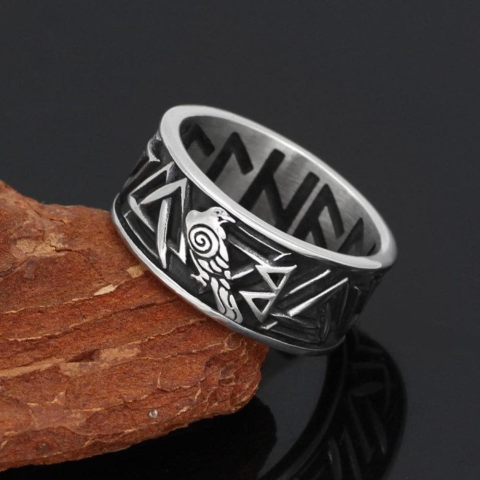 Viking Runic Raven Ring
