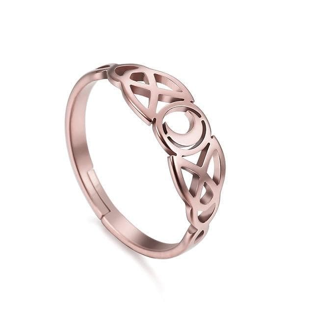 Celtic Crescent Moon Triquetra Stainless Steel Ring