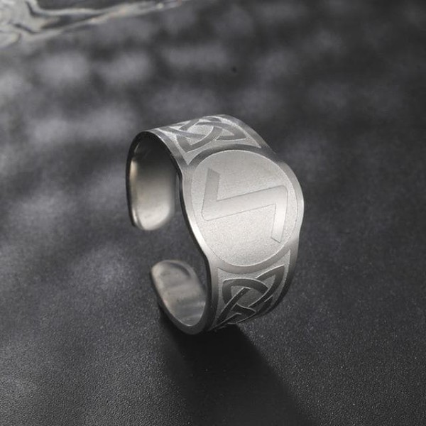 Viking Nordic Runes Stainless Steel Adjustable Ring