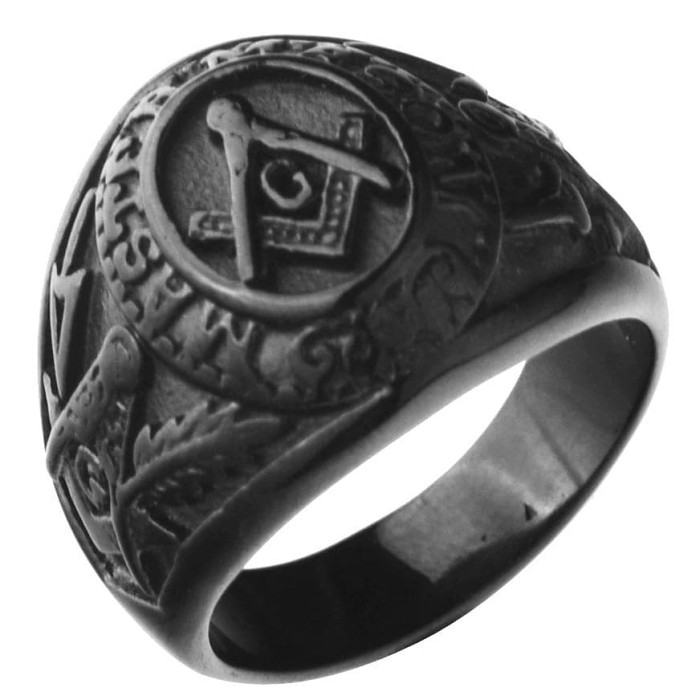 Templar Square and Compass Stainless Steel Ring