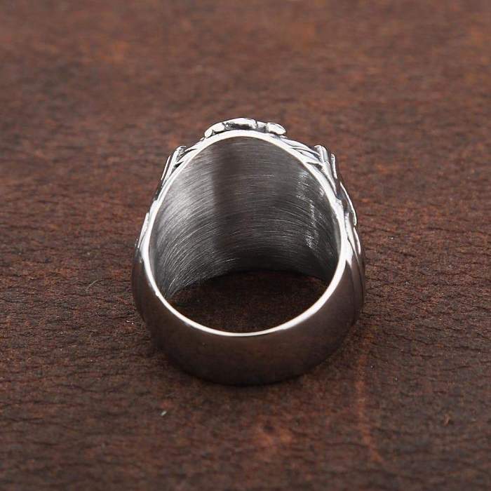 Vikings Dragon Vegvisir Stainless Steel Ring