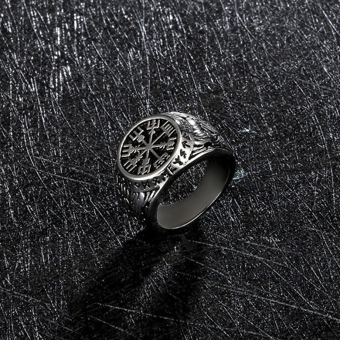 Viking Norse Odin Helm of Awe Stainless Steel Ring