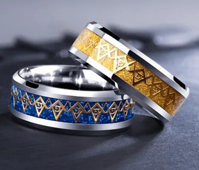 Templar Square & Compasses Solid Stainless Steel Ring