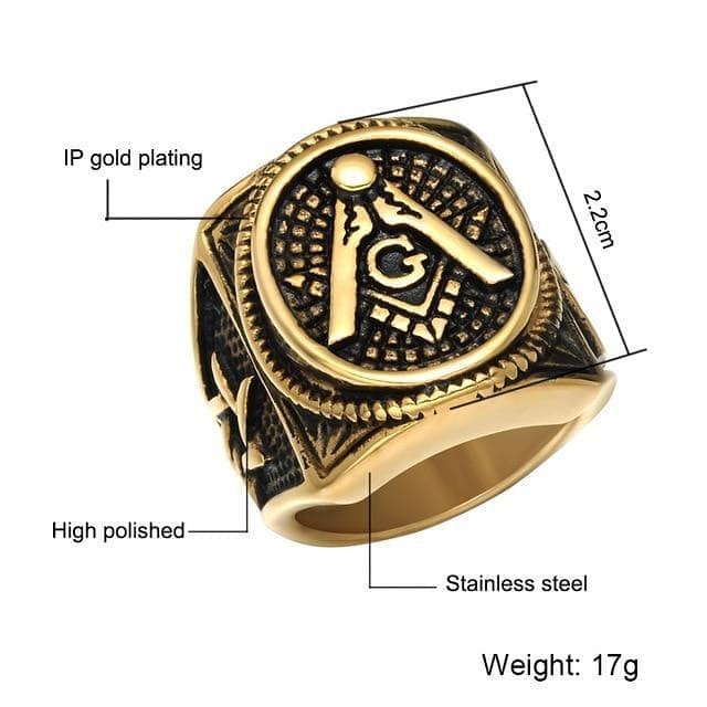 Templar Compass & Square Stainless Steel Ring