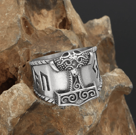 Vikings Raven Mjölnir Stainless Steel Ring