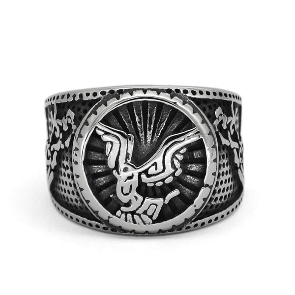Viking Nordic Raven Fenrir Stainless Steel Ring