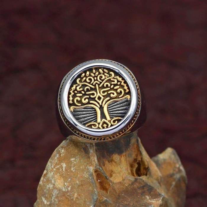 Viking Tree of Life Solid Stainless Steel Ring