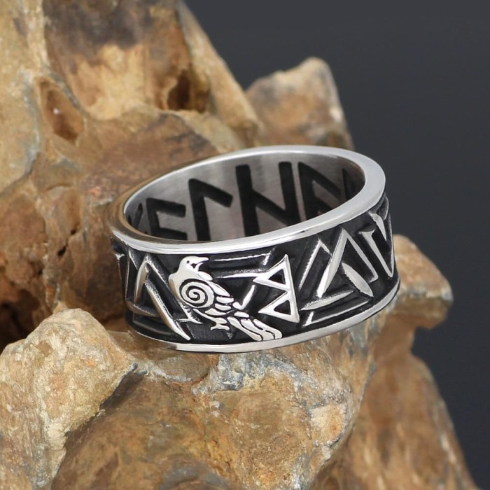 Viking Runic Raven Ring