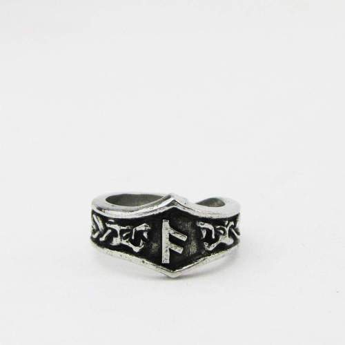 Vikings Runic Alphabet Dragon Knotwork Pewter Ring