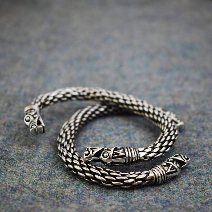Viking Mystical Norse Dragon Head Chunky Bracelet