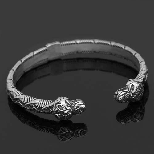 Vikings Wolf Headed Stainless Steel Bracelet