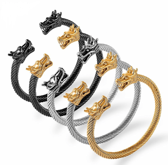 Vikings Dragon Stainless Steel Bangles Bracelet