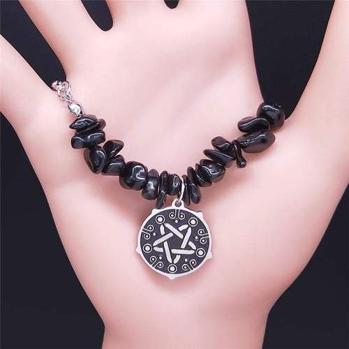 Wiccan Inverted Pentagram Stainless Steel Bracelet